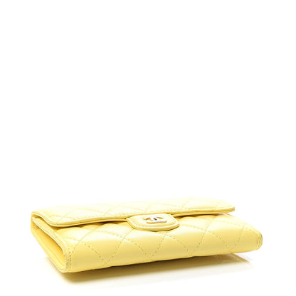 Chanel Lambskin Quilted Small Flap Wallet Yellow 3 of 10
