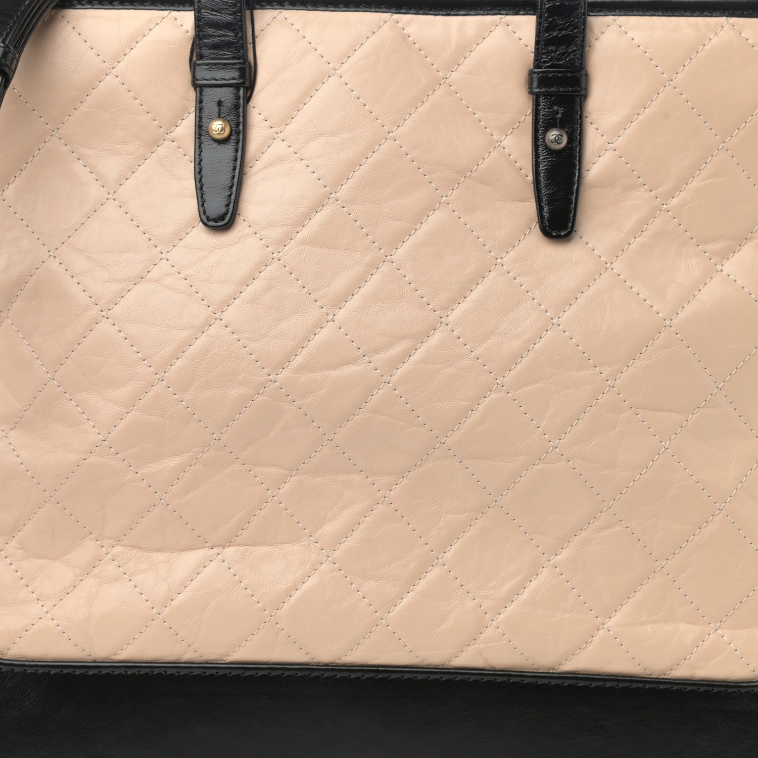 Chanel Aged Calfskin Quilted Large Gabrielle Shopping Tote Beige Black 7 of 7