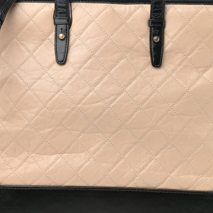 Chanel Aged Calfskin Quilted Large Gabrielle Shopping Tote Beige Black 7 of 7