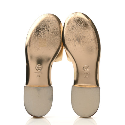 Chanel Metallic Lambskin CC Braided Mules 39 Gold 5 of 8