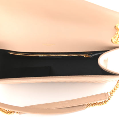 Saint Laurent Grain De Poudre Mixed Matelasse Large Triquilt Monogram Satchel Dark Beige 6 of 7