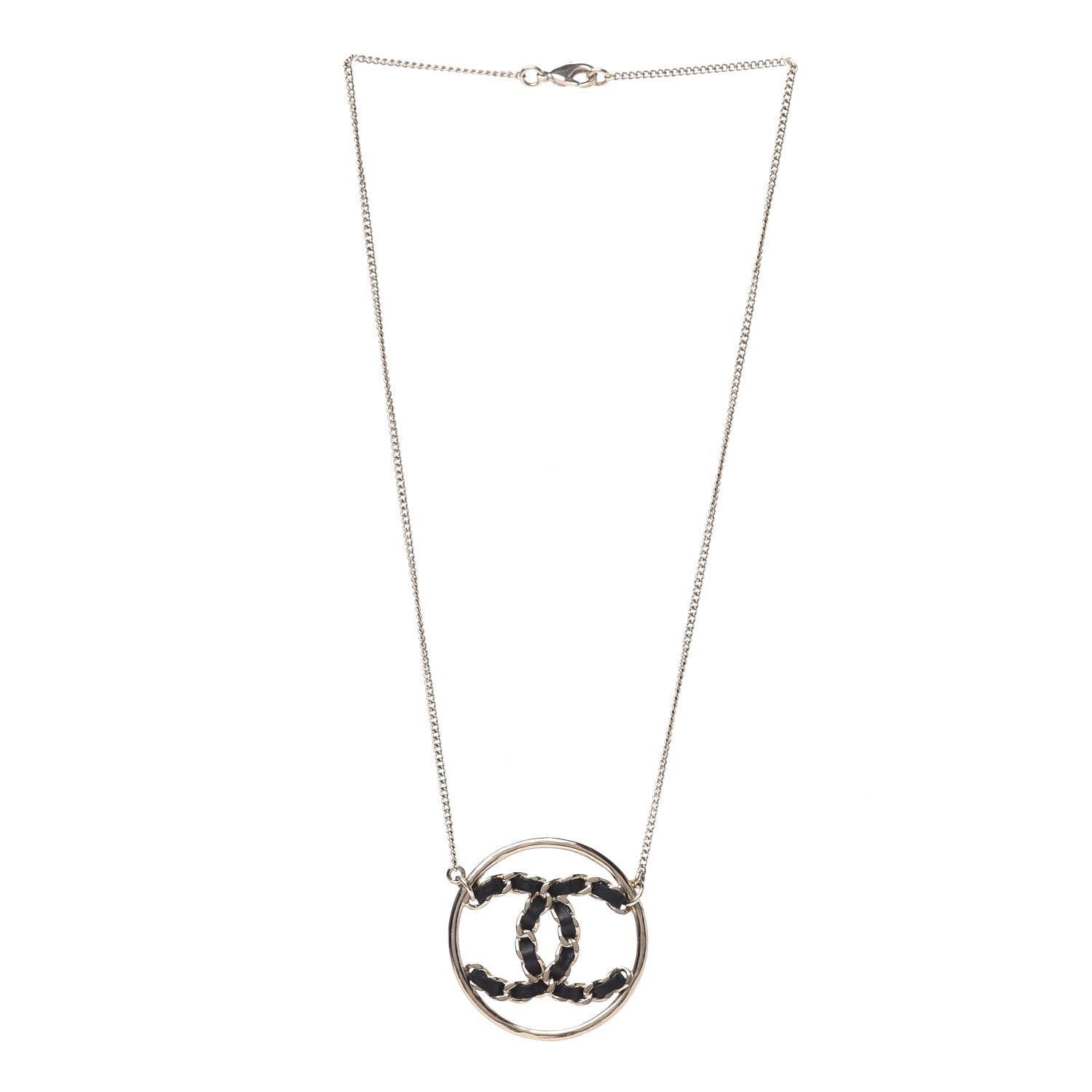 Chanel Lambskin CC Chain Necklace Gold Black 3 of 5