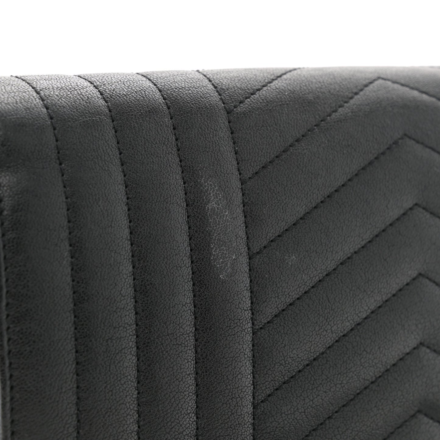 Sheepskin Tri-Quilt Monogram Envelope Chain Wallet Black