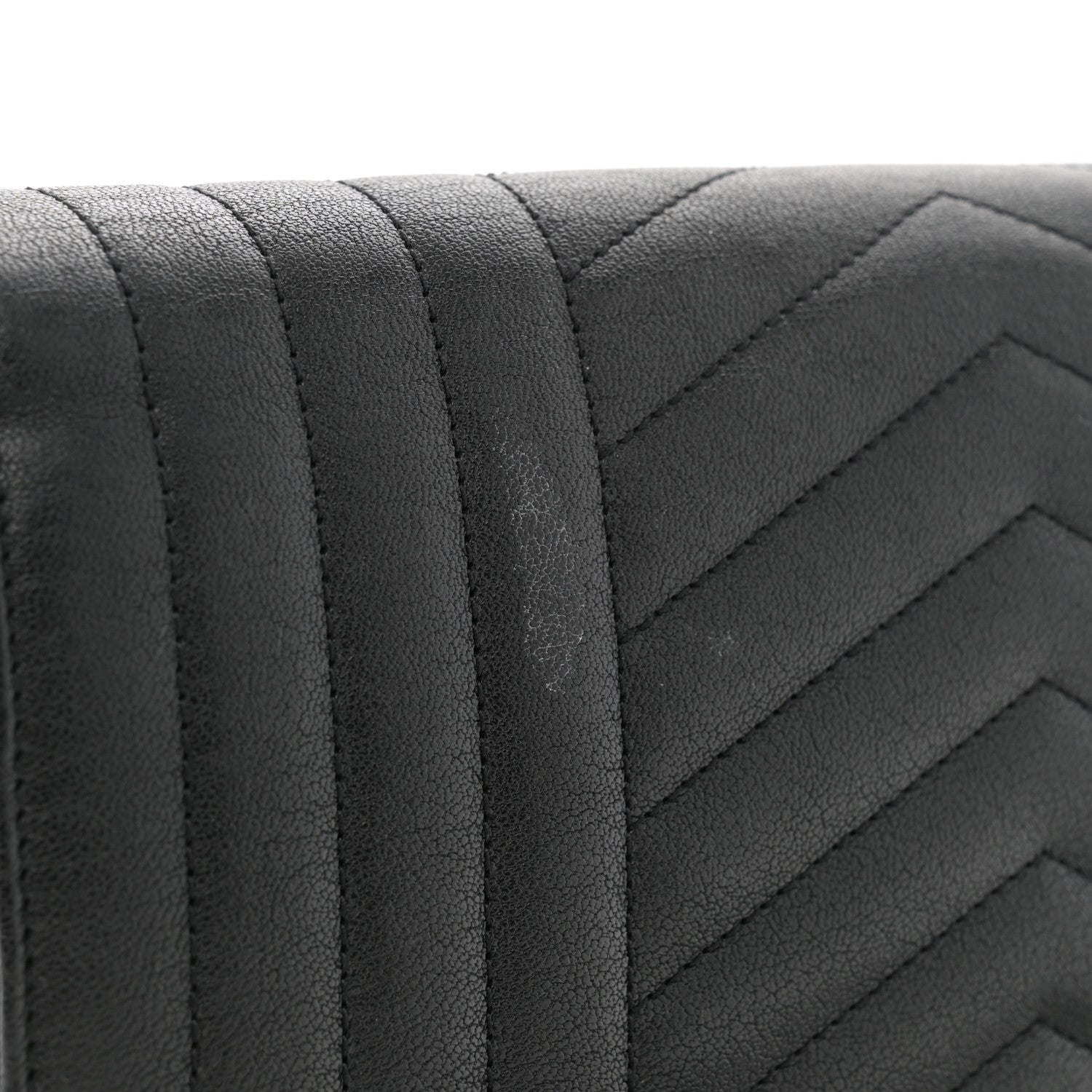 Saint Laurent Sheepskin Tri-Quilt Monogram Envelope Chain Wallet Black 12 of 12