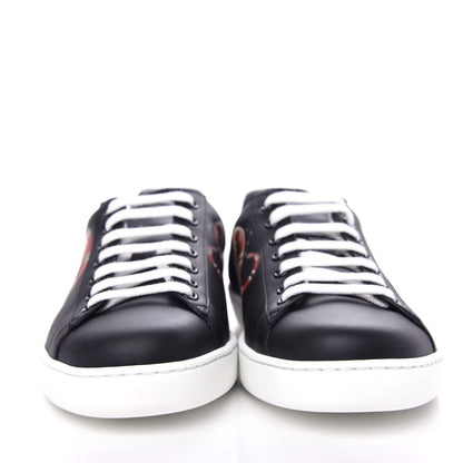 Gucci Calfskin Kingsnake Mens Ace Sneakers 8 Black Multicolor 2 of 11