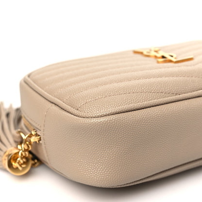 Saint Laurent Grain De Poudre Matelasse Monogram Mini Lou Camera Bag Dark Beige 9 of 10