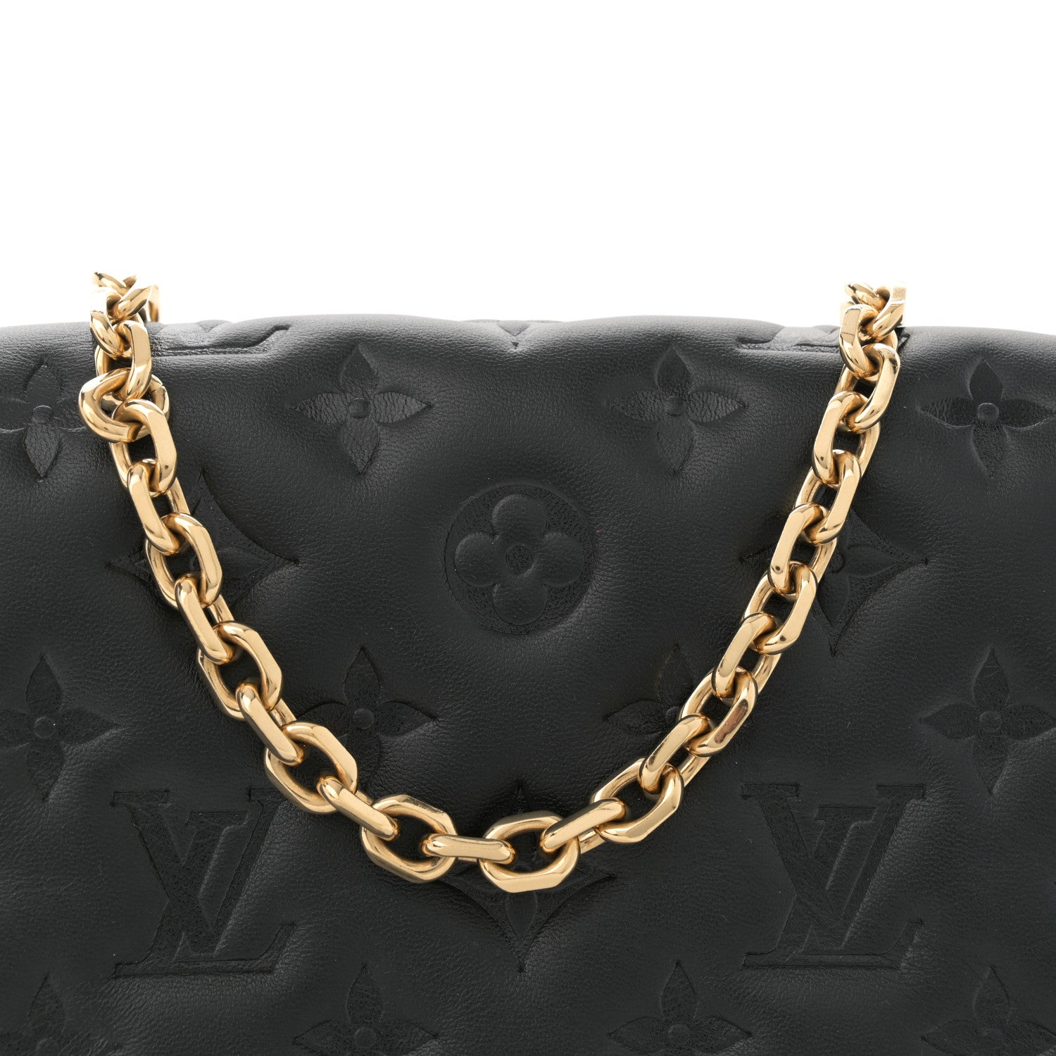 Louis Vuitton Lambskin Embossed Monogram Pochette Coussin Black 7 of 10