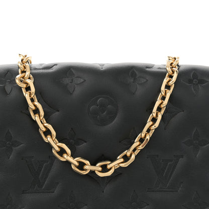 Louis Vuitton Lambskin Embossed Monogram Pochette Coussin Black 7 of 10