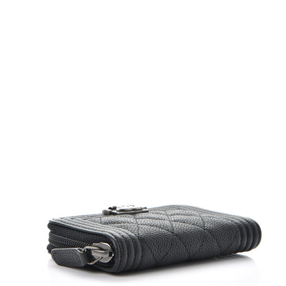 Chanel Caviar Quilted Boy Zip Around Coin Purse Wallet Black 4 of 8