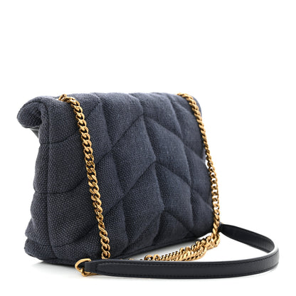 Saint Laurent Canvas Quilted Toy Loulou Puffer Monogram Chain Satchel Deep Marine 3 of 10