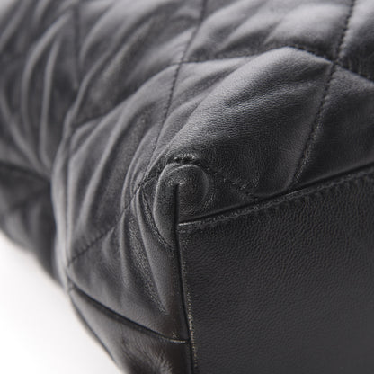 Chanel Lambskin Quilted Drawstring Shopping Bag Black 12 of 14