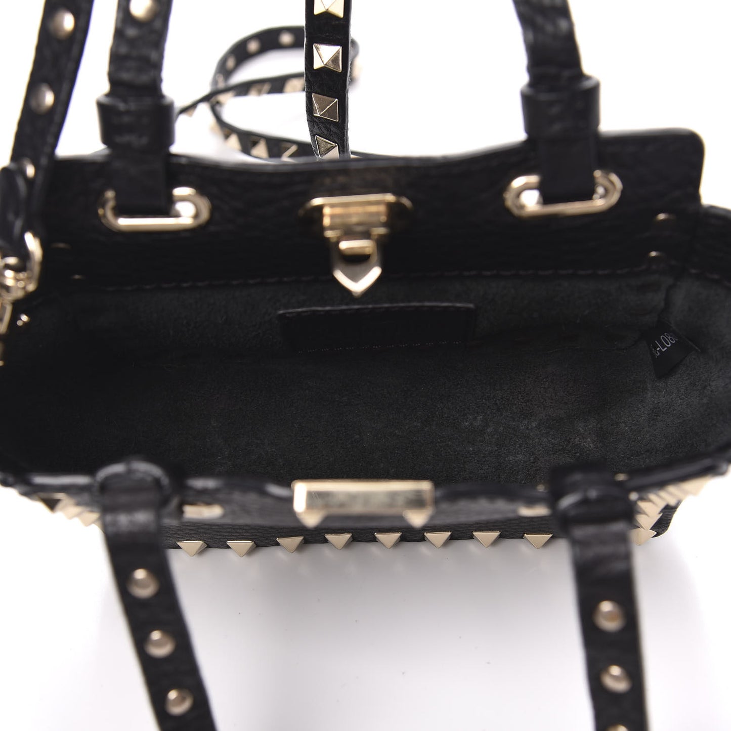 Pebbled Calfskin Micro Rockstud Tote Black