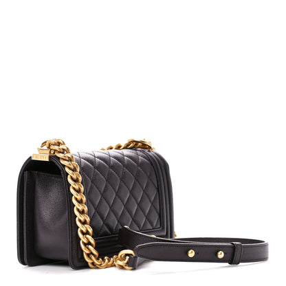 Chanel Metallic Caviar Quilted Small Boy Flap Dark Brown 3 of 10