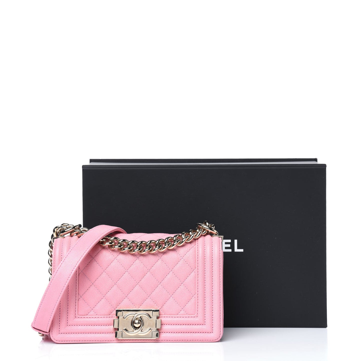 Caviar Quilted Small Boy Flap Pink