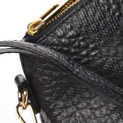 Burberry Signature Grain Calfskin Check Embossed Small Chichester Crossbody Clutch Bag Black 9 of 9