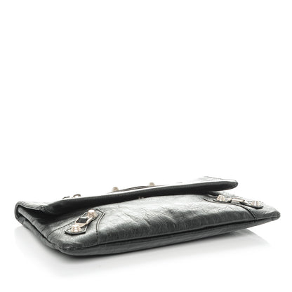 Balenciaga Agneau Giant 12 Silver Hardware Envelope Clutch Black 4 of 7