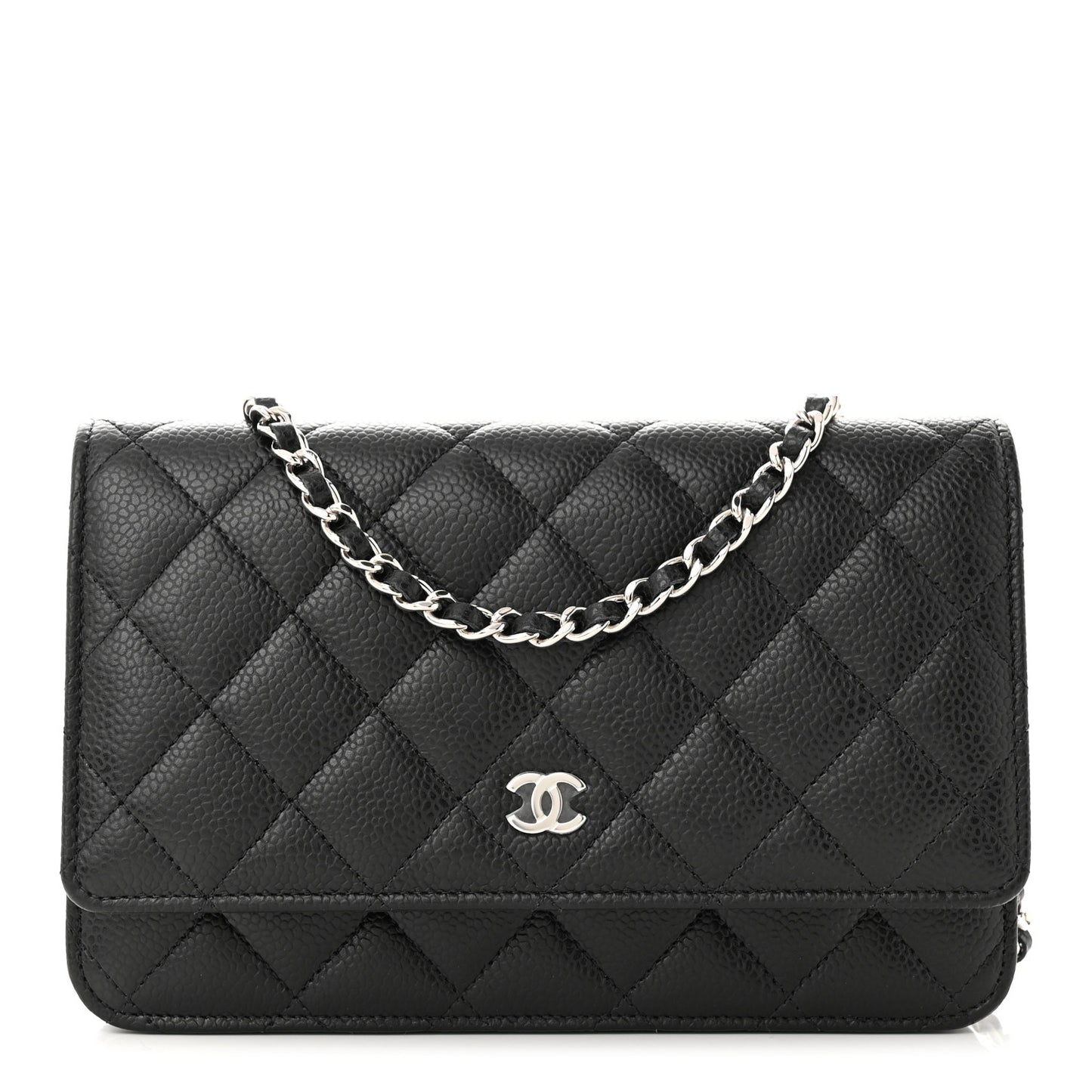 Caviar Quilted Wallet on Chain WOC Black