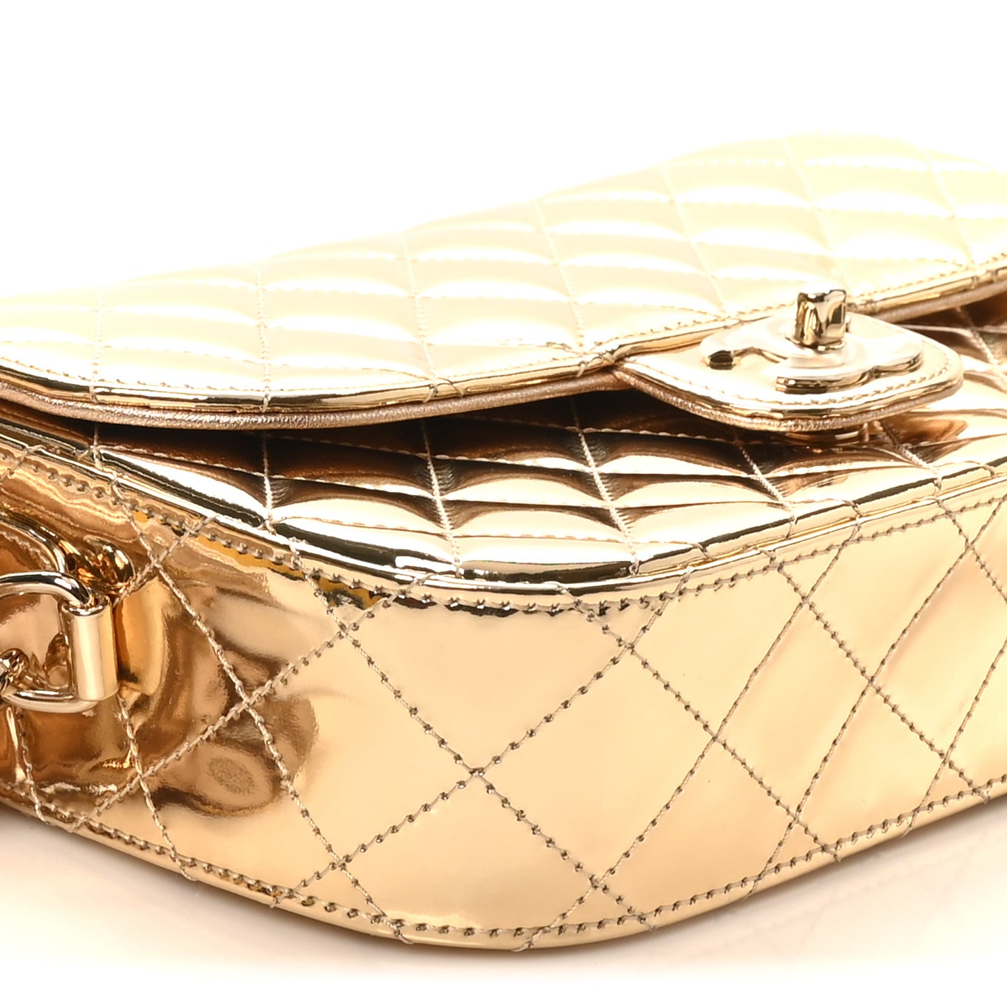 Mirror Calfskin Metallic Calfskin Medium Hollywood Boulevard Flap With Star Coin Purse Light Gold