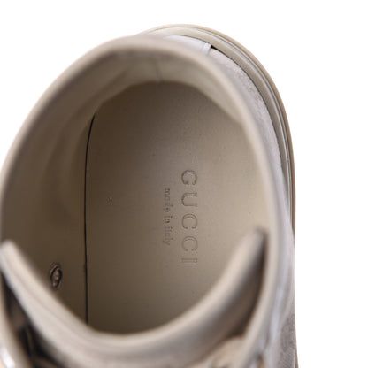 Gucci Washed Cotton GG Monogram Calfskin Womens High Top Sneakers 35.5 White Mystic White Great White 5 of 7
