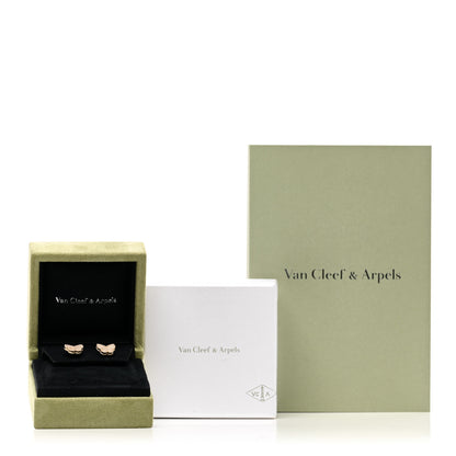 Van Cleef & Arpels 18K Yellow Gold Mother of Pearl Sweet Alhambra Butterfly Earrings 5 of 5