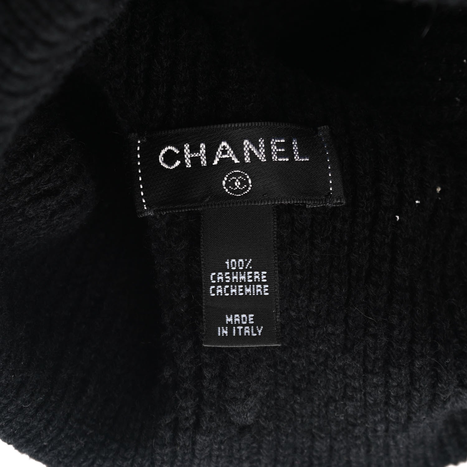 Chanel Cashmere CC Logo Beanie Hat Black 5 of 6