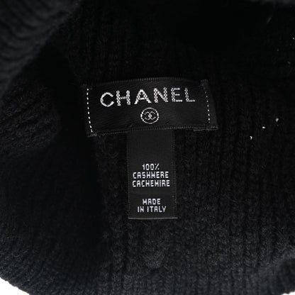 Chanel Cashmere CC Logo Beanie Hat Black 5 of 6