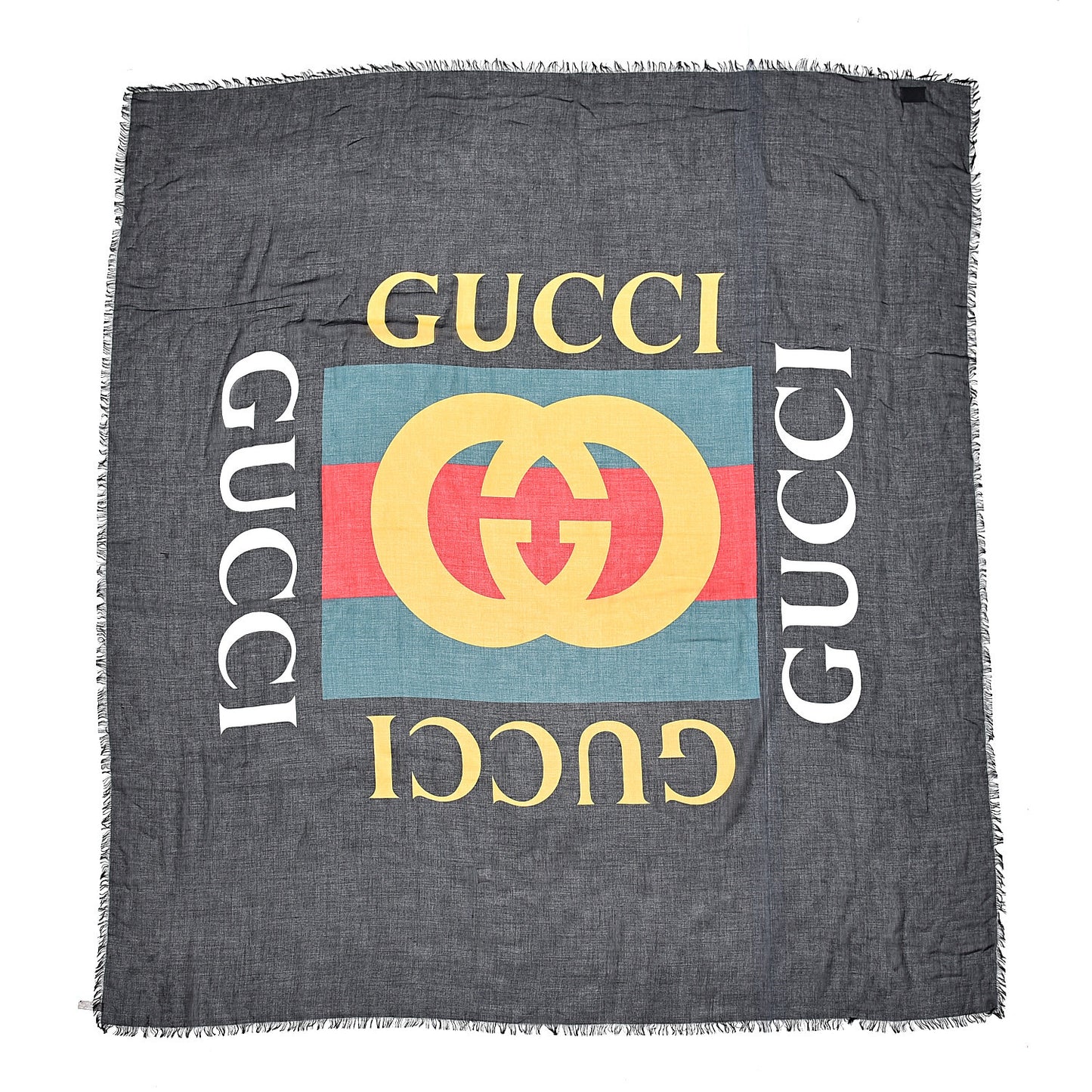 Modal Silk Logo Square Scarf Black
