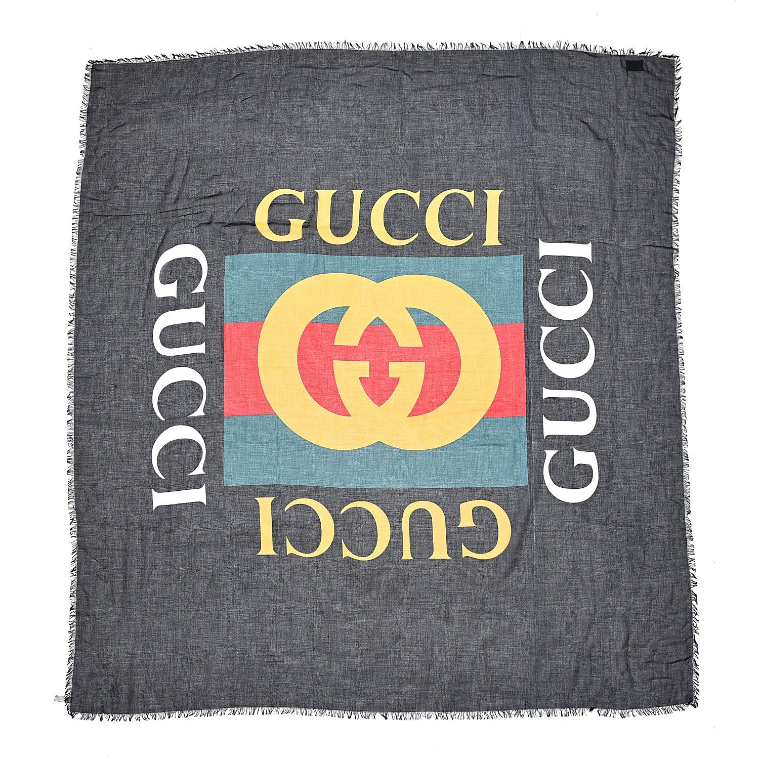Gucci Modal Silk Logo Square Scarf Black 1 of 4