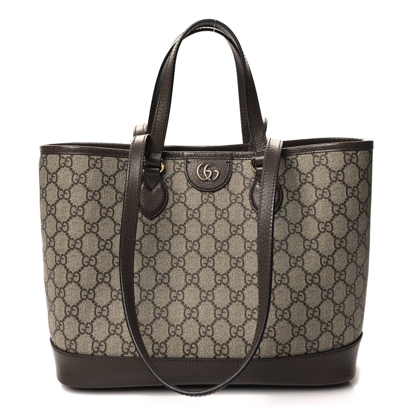 GG Supreme Monogram Textured Calfskin Small Ophidia Shoulder Tote Bag Beige Ebony New Acero