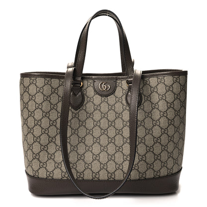 Gucci GG Supreme Monogram Textured Calfskin Small Ophidia Shoulder Tote Bag Beige Ebony New Acero 1 of 10