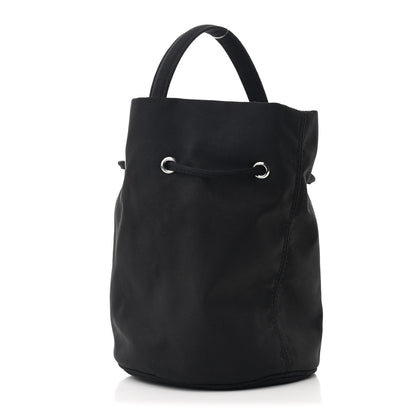 Balenciaga Recycled Sport Nylon Logo Embroidered Wheel Drawstring Bucket Bag Black White 3 of 11