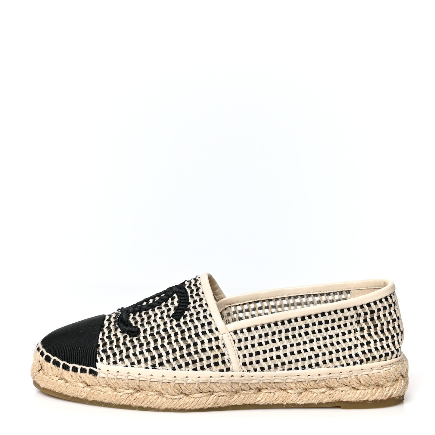 Mesh Grosgrain CC Espadrilles 38 Beige Black