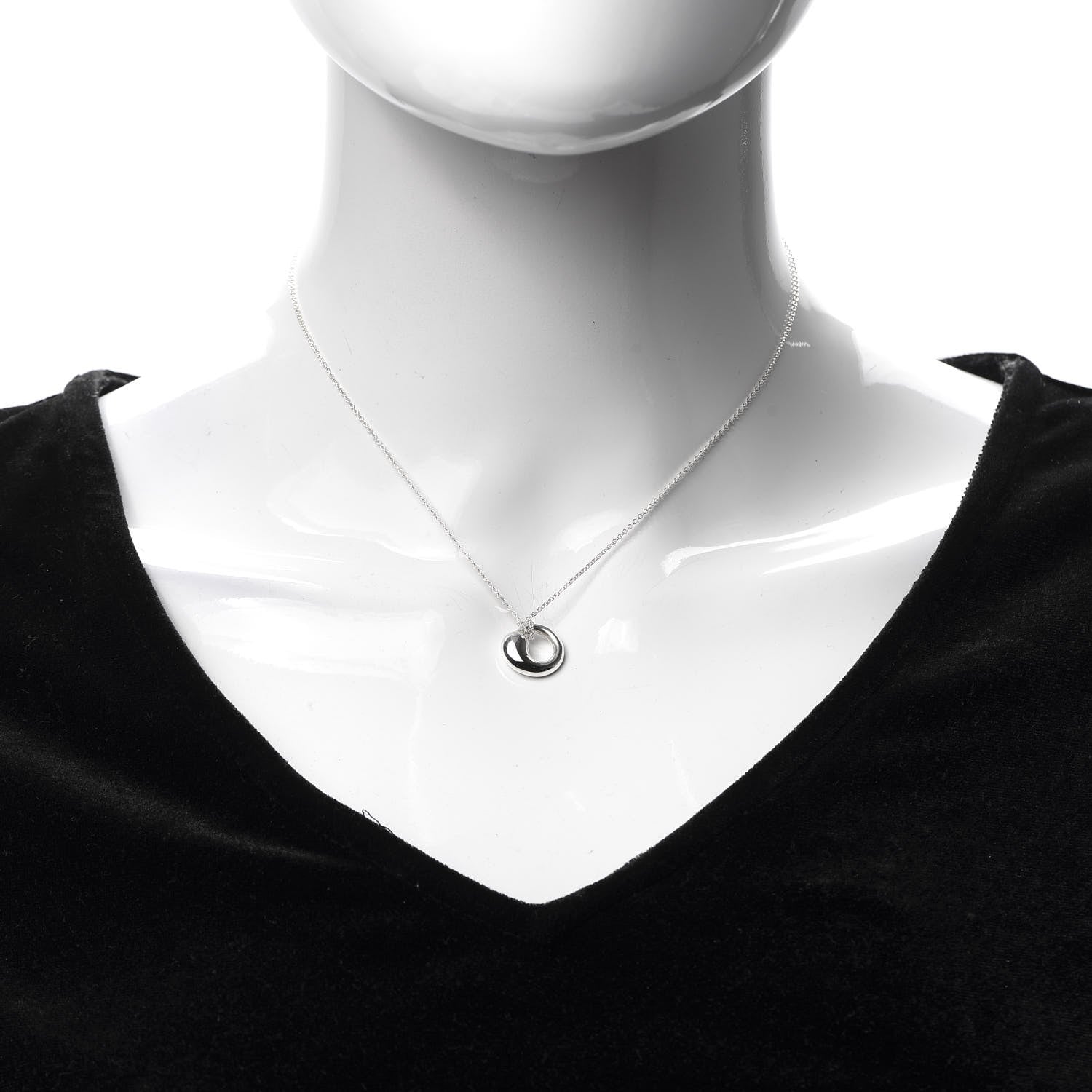 Tiffany Sterling Silver 12mm Elsa Peretti Eternal Circle Pendant Necklace 2 of 6