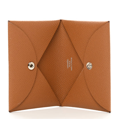 Hermes Epsom Calvi Card Case Gold 5 of 10