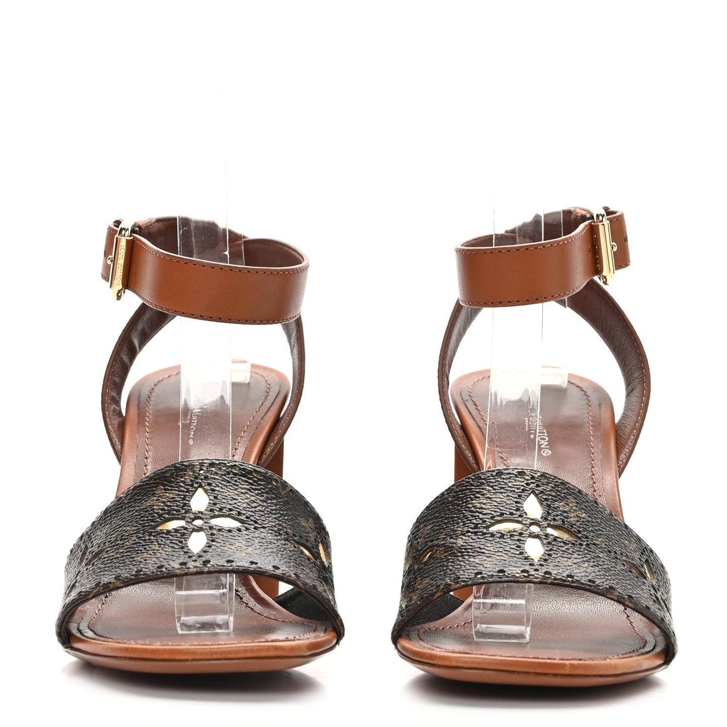 Calfskin Perforated Monogram Silhouette Sandals 37 Gold