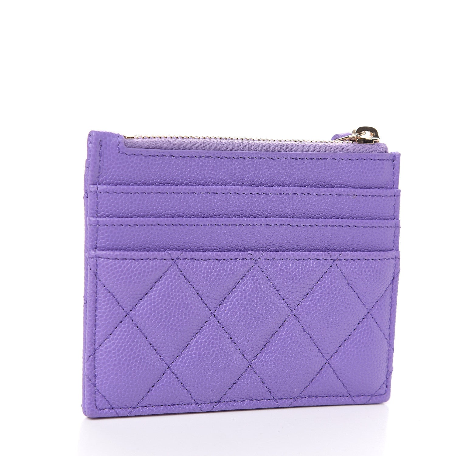 Chanel Caviar Quilted CC Zip Card Holder Purple 2 of 7