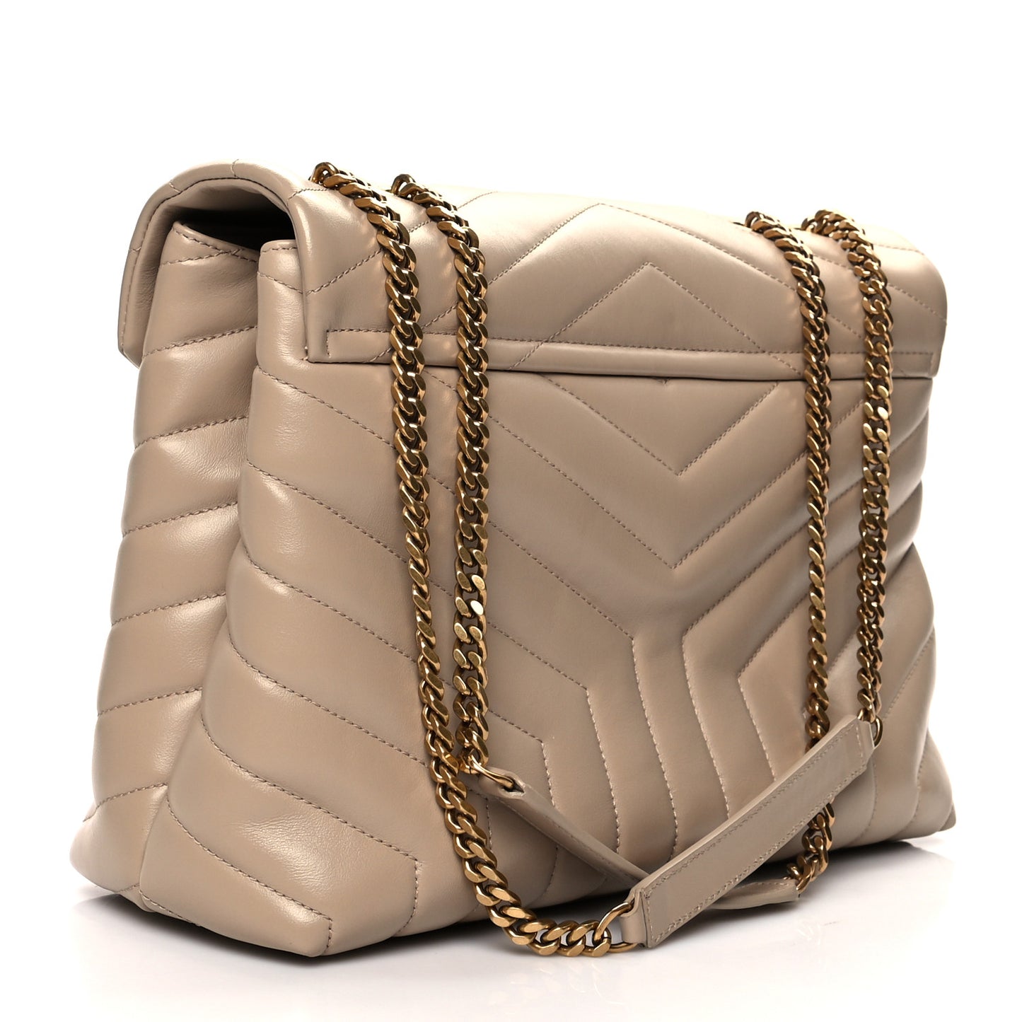 Calfskin Y Quilted Monogram Medium Loulou Chain Satchel Dark Beige