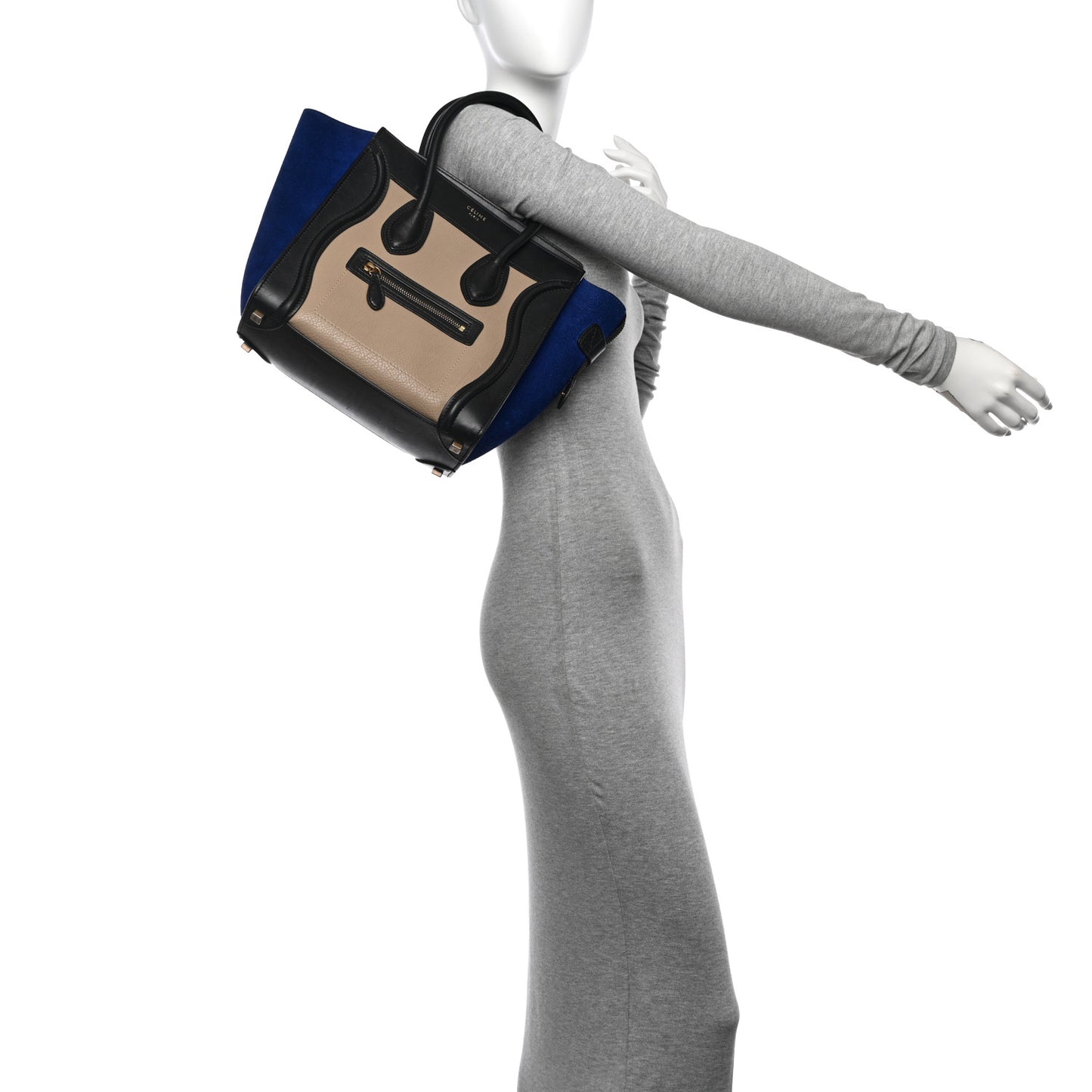 Elephant Calfskin Suede Micro Tri-Color Luggage Sand