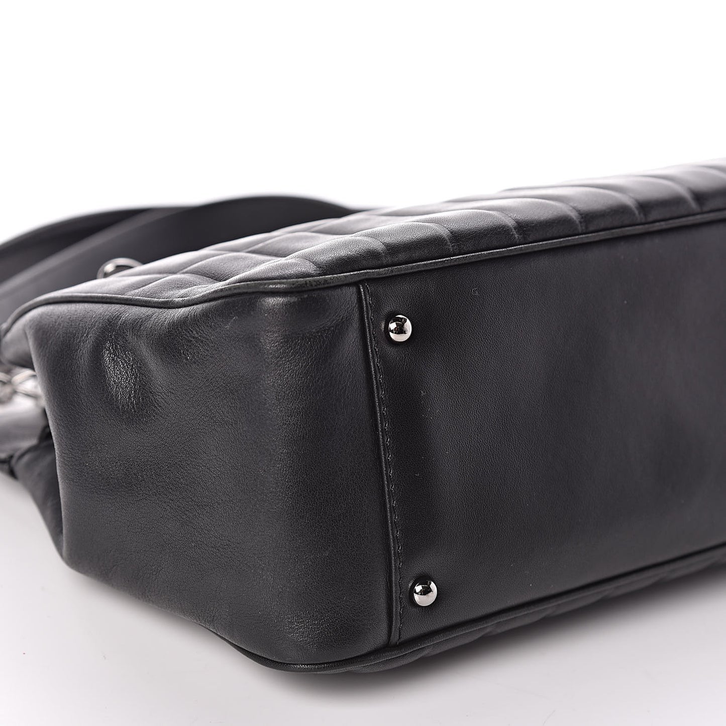 Calfskin Vertical Quilted Lax East West Shoulder Bag Black