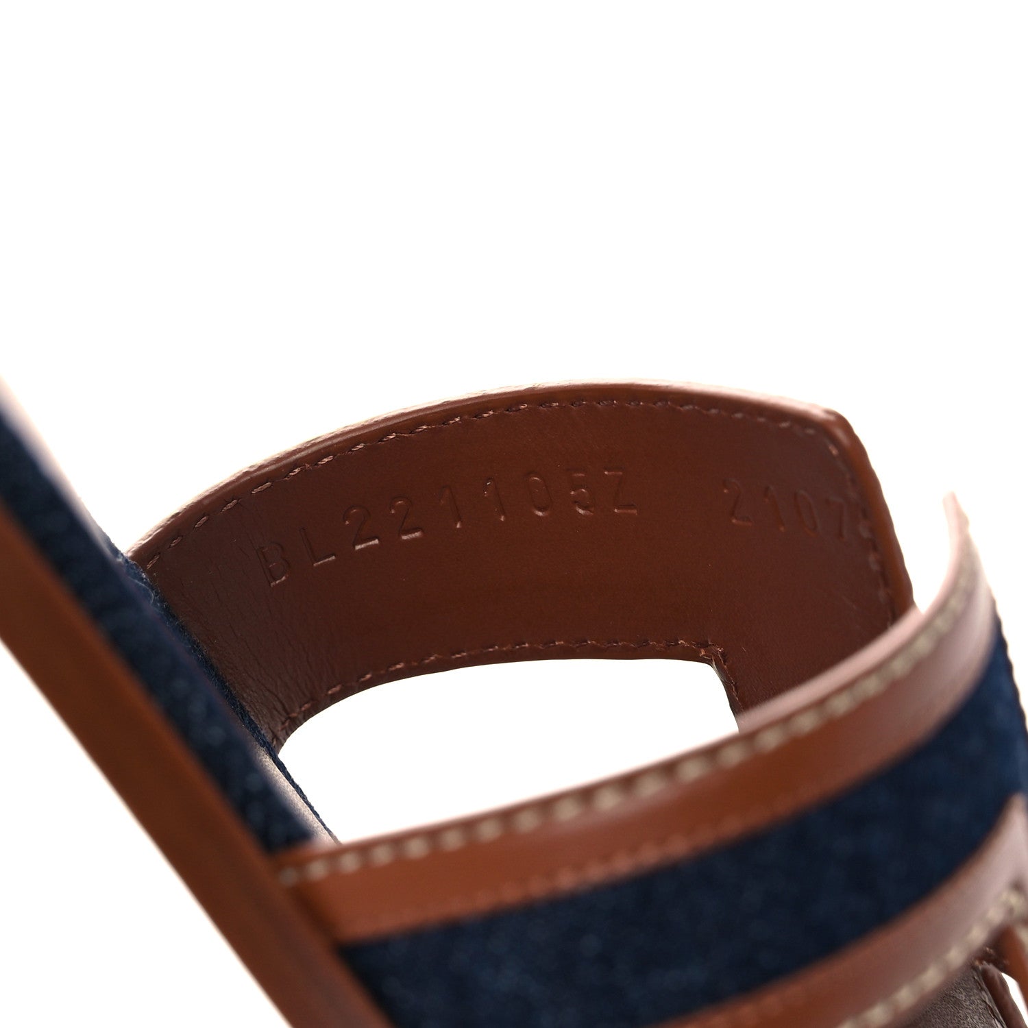 Hermes Calfskin Denim Oran Sandals 41.5 Bleu Brut Gold 8 of 9