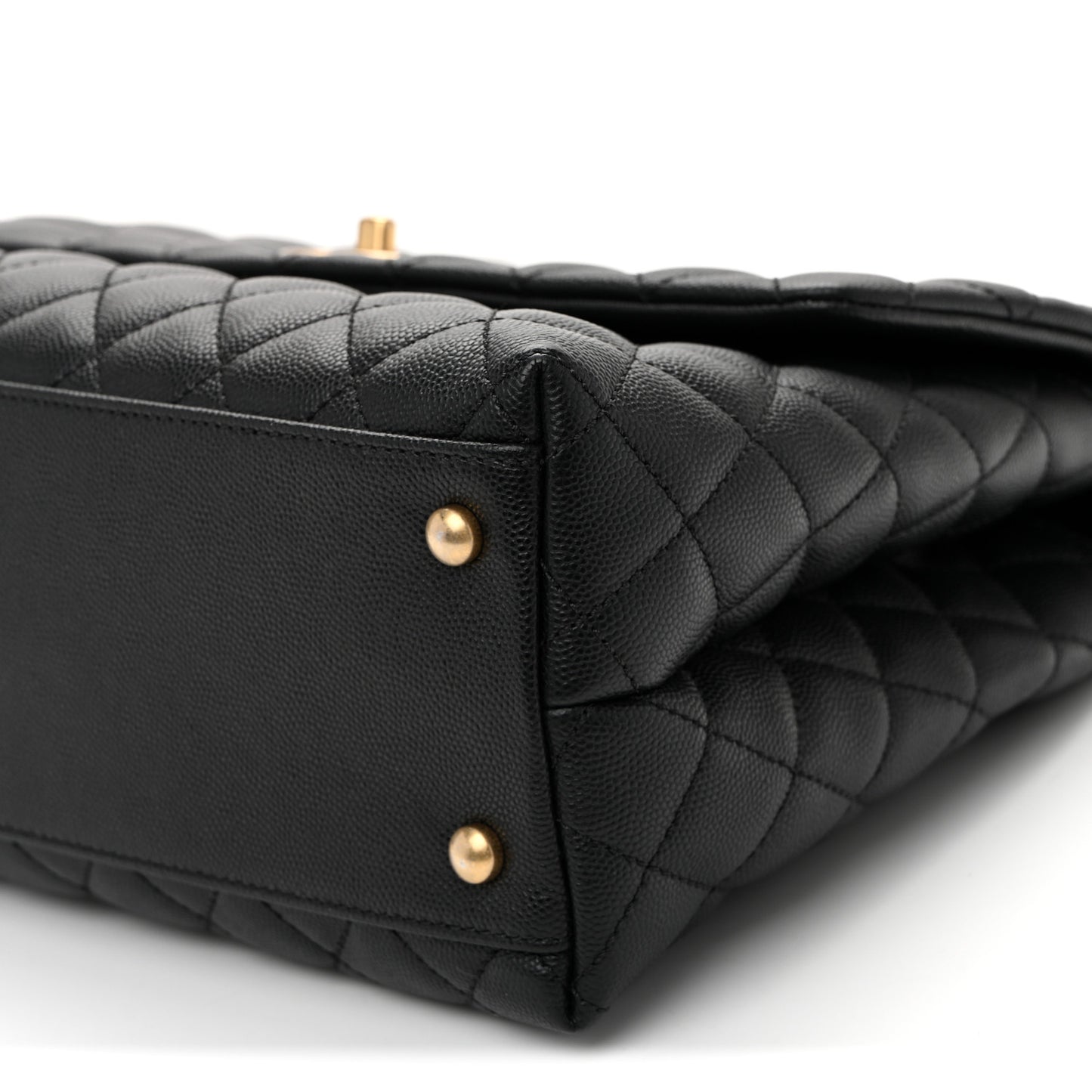 Caviar Quilted Medium Coco Handle Flap Black