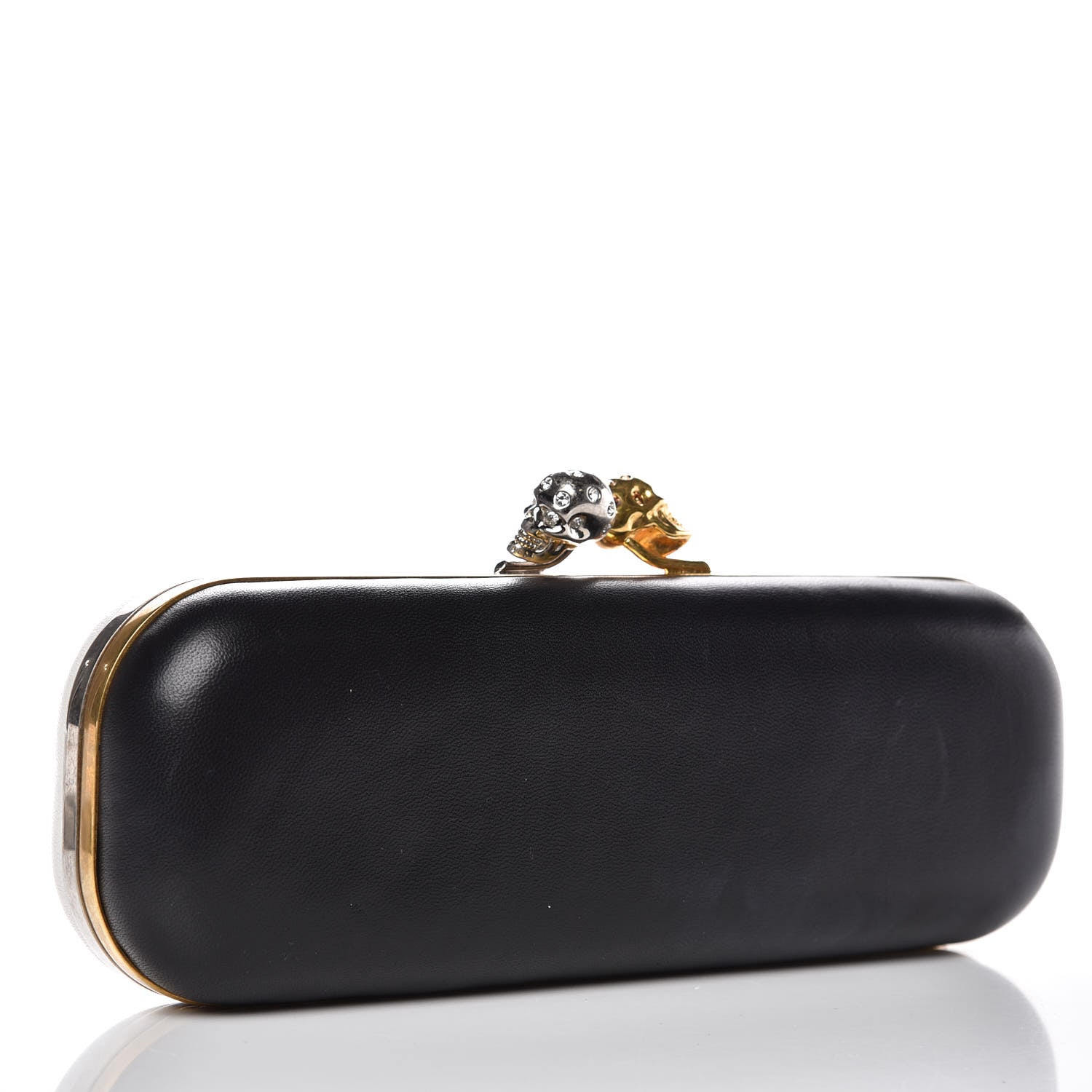 Alexander McQueen Nappa Twin Skull Box Clutch Black White 3 of 8