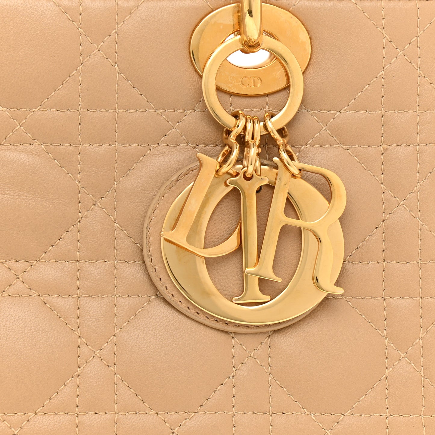 Lambskin Cannage Medium Lady Dior Beige