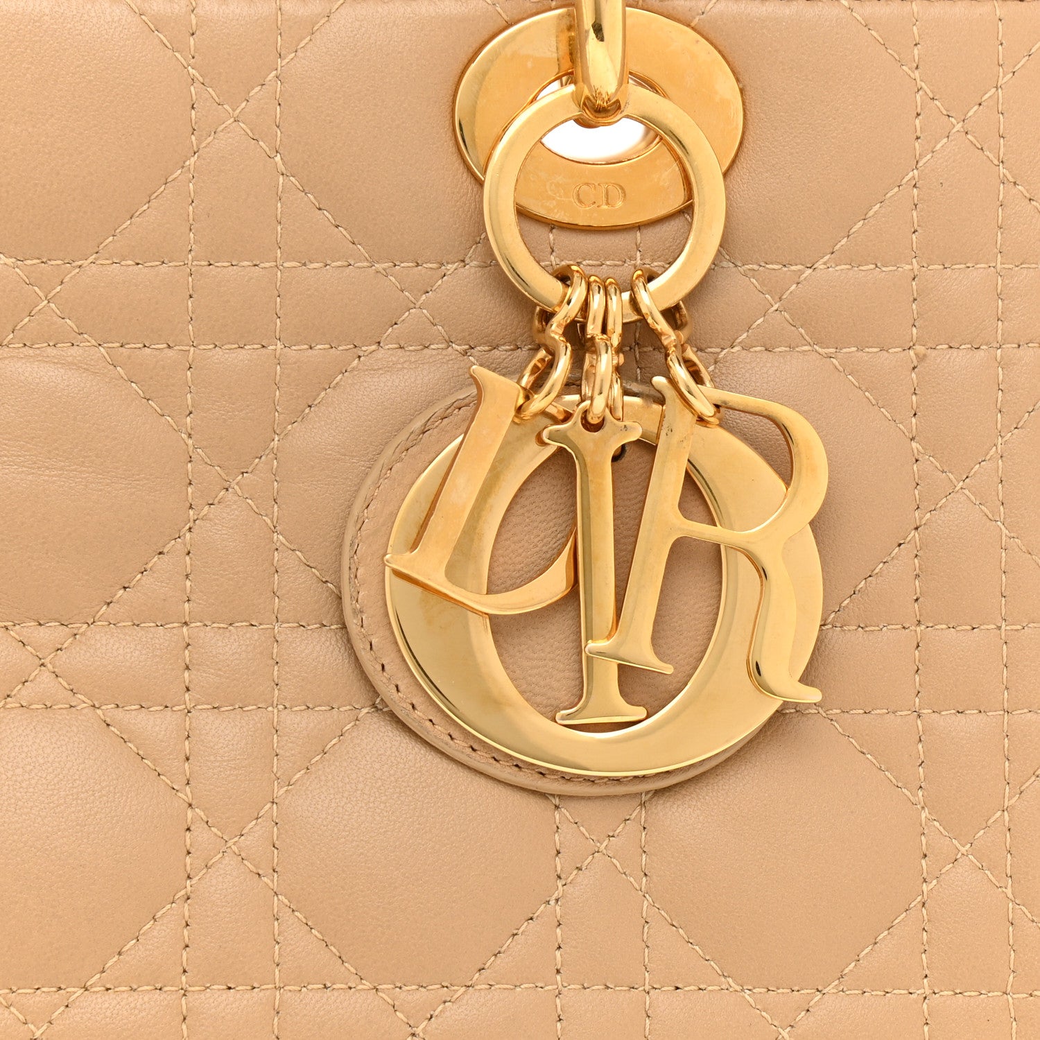Christian Dior Lambskin Cannage Medium Lady Dior Beige 8 of 17