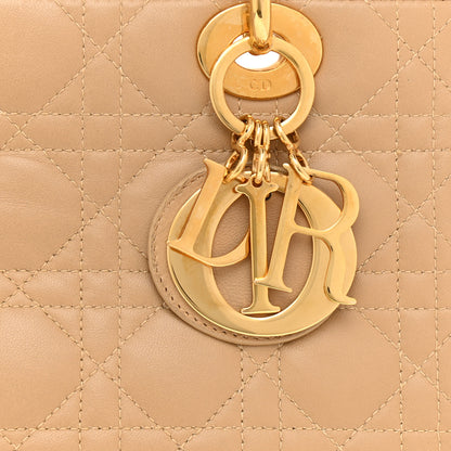 Christian Dior Lambskin Cannage Medium Lady Dior Beige 8 of 17