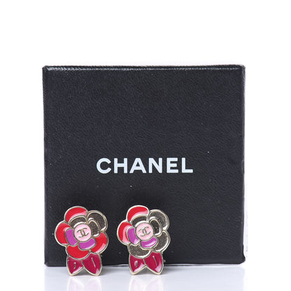 Chanel Enamel CC Camellia Clip On Earrings Multicolor 5 of 5