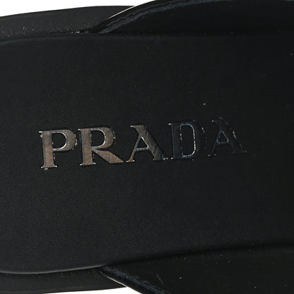 Prada Spazzolato Metal Triangle Logo 40mm Loafer Mules 36 Black 7 of 8