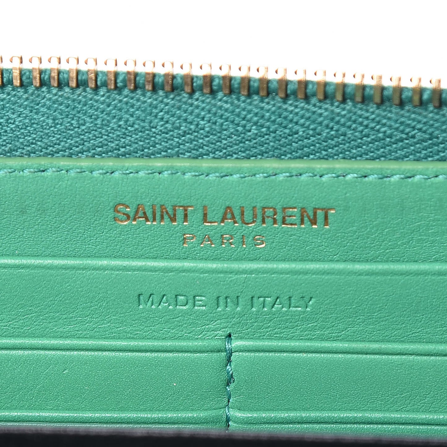 Calfskin Classic Y Ligne Zip Around Wallet Macho Menthe