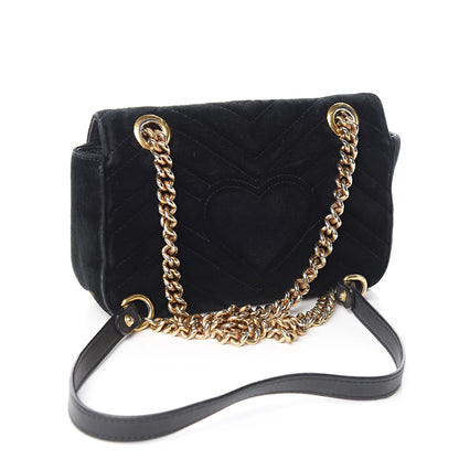 Gucci Velvet Matelasse Mini GG Marmont Shoulder Bag Black 3 of 16