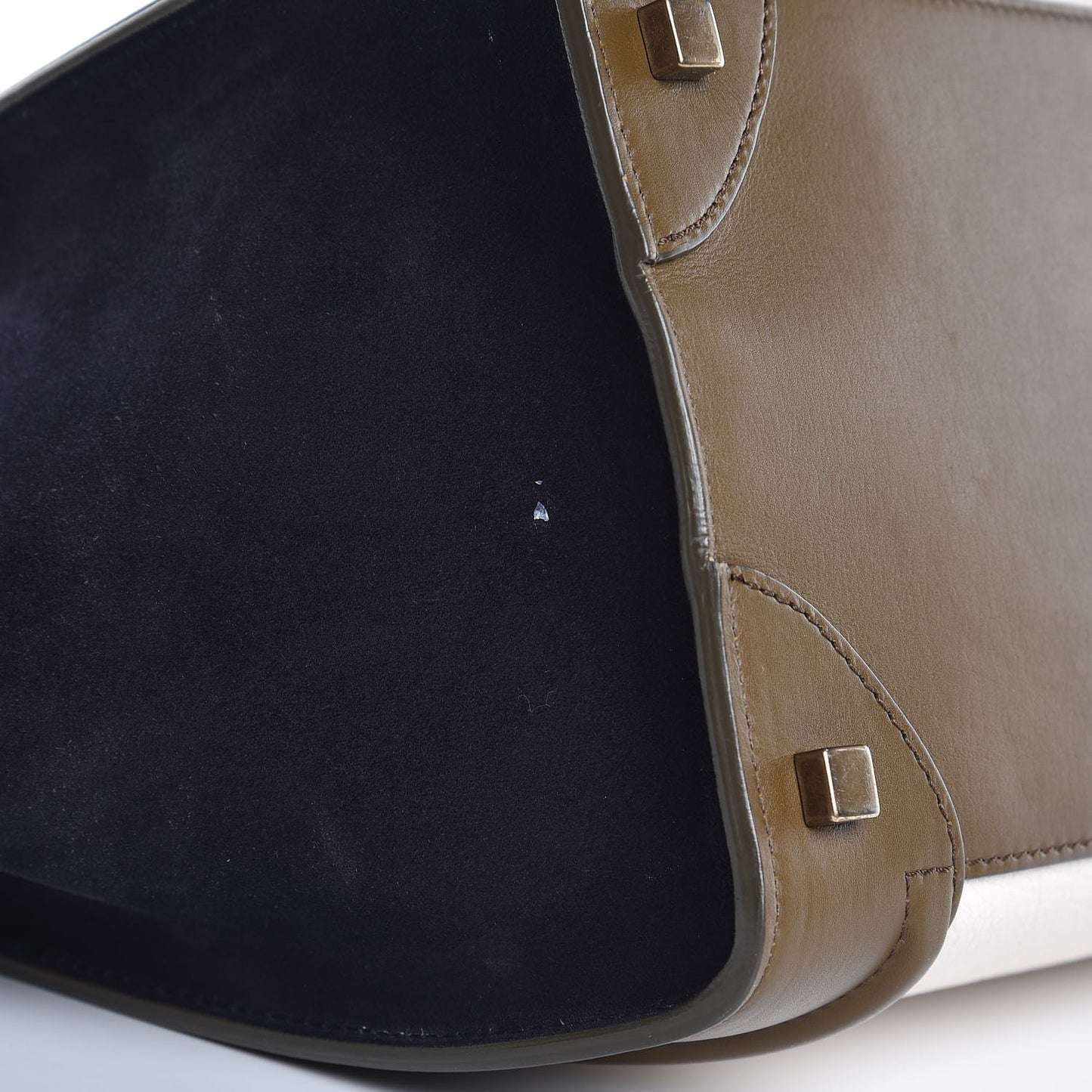 Textured Calfskin Suede Tri-color Mini Luggage Cream